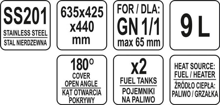 PODGRZEWACZ ROLL TOP PROSTOKĄTNY GN 1/1 9L | YG-04140