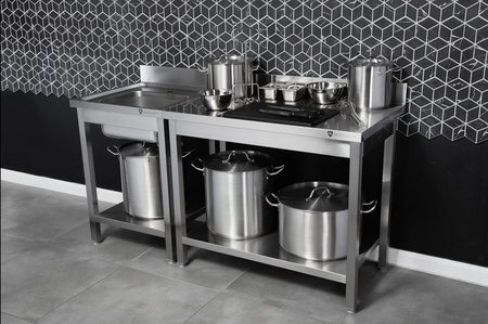 Stół z basenem 1-komorowym | 600x600x850 mm | skręcany