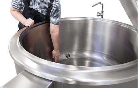 Kocioł warzelny gazowy z grzaniem pośrednim | opcja mieszadła | ekran dotykowy | 48 kW | 500 l | 1320x1330x1080 mm | RQK-505GR