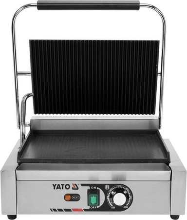 ELEKTRYCZNY GRILL KONTAKTOWY PANINI 1/2 PŁASKI x 1/2 RYFLOWANY 44CM 2,2kW | YG-04559