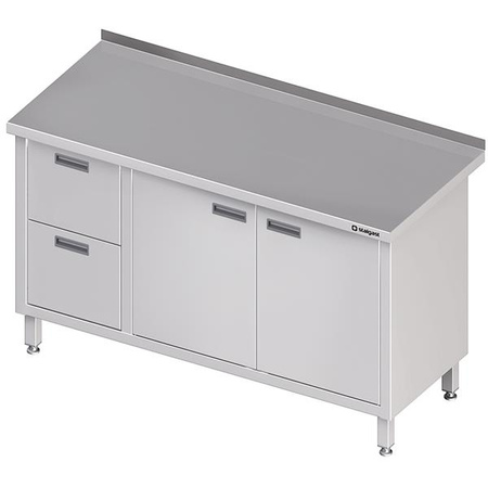 Stół przyścienny z blokiem dwóch szuflad (L),drzwi skrzydłowe 1200x700x850 mm STALGAST MEBLE 980327120