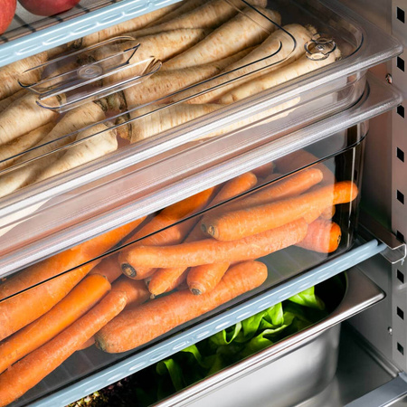 Szafa chłodnicza ze stali nierdzewnej na nóżkach, GN 2/1, V 600 l STALGAST 830592