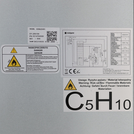Szafa chłodnicza ze stali nierdzewnej na nóżkach, Frost, GN 2/1, V 460 l STALGAST 835622