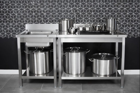 Stół z basenem 1-komorowym | 600x600x850 mm | skręcany