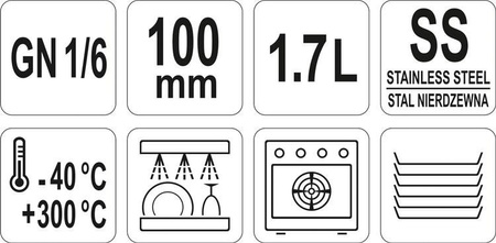 STAINLESS STEEL CATERING CONTAINER GN 1/6 100 | YG-00291