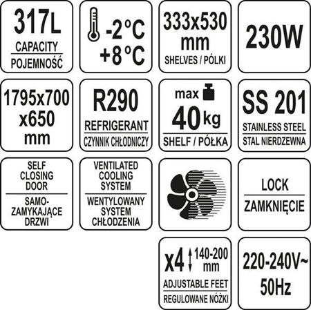 PODSTAWA CHŁODNICZA 3-DRZWIOWA  317L YG-05259 | YG-05259