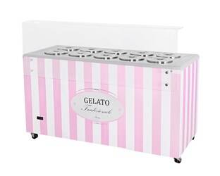 Dystrybutor do lodów | witryna do lodów | konserwator | retro | 10 tub | okrągłe kuwety | 1503x670x895 mm | GELATO POZETTI 10 PINK | RESTO QUALITY GELATO POZETTI 10 PINK