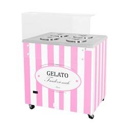 Dystrybutor do lodów | witryna do lodów | konserwator | retro | 4 tub | okrągłe kuwety | 843x670x895 mm | GELATO POZETTI 4 PINK | RESTO QUALITY GELATO POZETTI 4 PINK