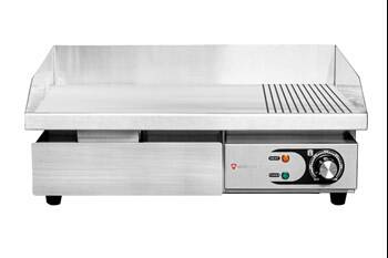 Płyta grillowa elektryczna | 2/3 gładka 1/3 ryflowana | nastawna | 3 kW | 550x430x250 mm | RQEG818-2 | RESTO QUALITY RQEG818-2