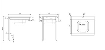 Stół załadowczy prawy | skręcany | na dwóch nogach | do zmywarek RQ1000 | 800x750x880 mm | RESTO QUALITY RQMSZ27080R