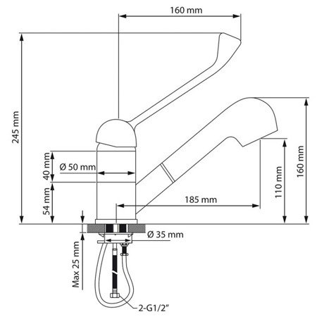 Bateria umywalkowa z prysznicem 651111 STALGAST