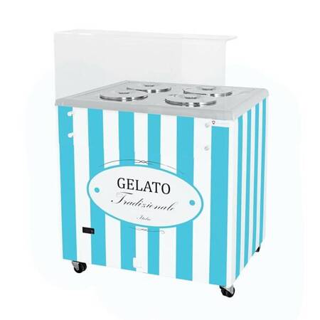 Dystrybutor do lodów | witryna do lodów | konserwator | retro | 4 tub | okrągłe kuwety | 843x670x895 mm | GELATO POZETTI 4 BLUE | RESTO QUALITY GELATO POZETTI 4 BLUE