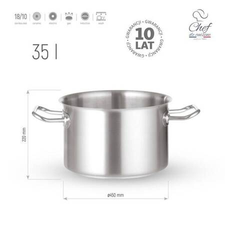 Garnek ze stali nierdzewnej średni 35l śr. 450x(H)220 mm