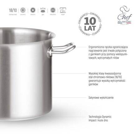 Garnek ze stali nierdzewnej średni 35l śr. 450x(H)220 mm