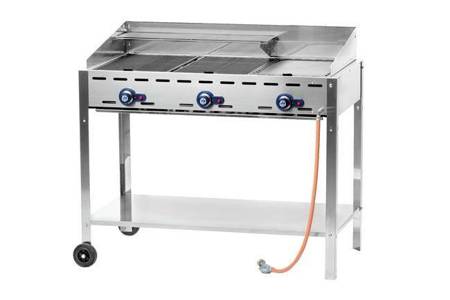 Grill gazowy Green Fire Profi Line 3-palnikowy - patelnia żeliwna i 2 ru HENDI 149591