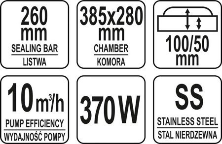 PAKOWARKA PRÓŻNIOWA KOMOROWA 260MM | YG-09303