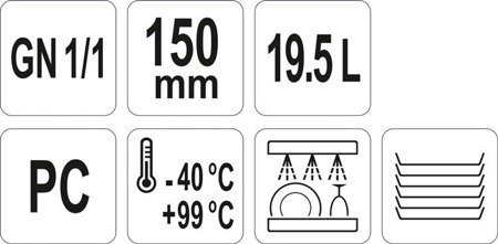 POJEMNIK GASTRONOMICZNY GN 1/1 150MM PC
 | YG-00392