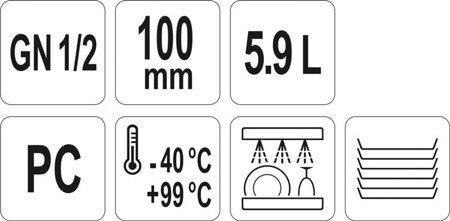 POJEMNIK GASTRONOMICZNY GN 1/2 100MM PC
 | YG-00401