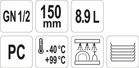 POJEMNIK GASTRONOMICZNY GN 1/2 150MM PC
 | YG-00402