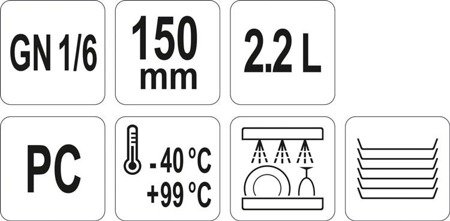 POJEMNIK GASTRONOMICZNY GN 1/6 150MM PC
 | YG-00427