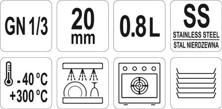 POJEMNIK GASTRONOMICZNY ZE STALI NIERDZEWNEJ GN 1/3 20 | YG-00270