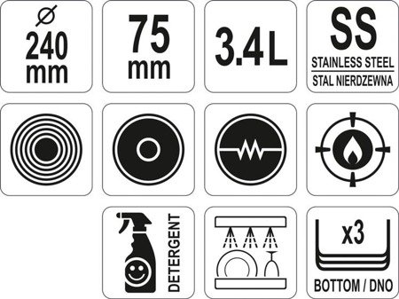 RONDEL DO SOSÓW ZE STALI NIERDZEWNEJ 24CM 3,4L | YG-00081