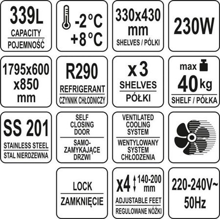 STÓŁ CHŁODNICZY 339L 3 DRZWIOWY | YG-05258