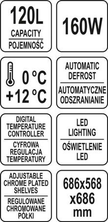 WITRYNA CHŁODNICZA 120L 68x56x66 SREBRNA | YG-05025