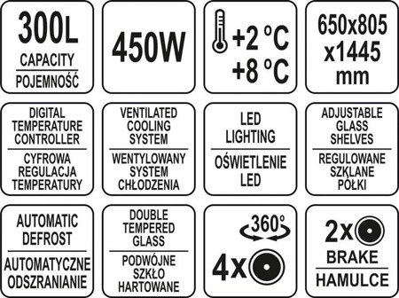 WITRYNA CHŁODNICZA 300L 65x80x144 CZARNA | YG-05040