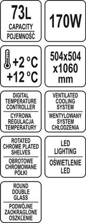 WITRYNA CHŁODNICZA 73L 50x50x106 CZARNA | YG-05090