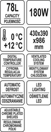 WITRYNA CHŁODNICZA 78L 43x39x98 CZARNA | YG-05060